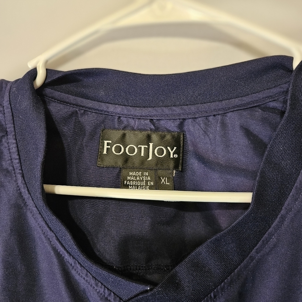Footjoy FJ Pullover Windreaker Mens XL Solid Navy Blue V Neck Jacket Golf - Picture 6 of 7